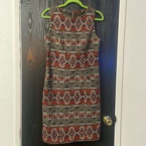 Pendletonn Aztec Print 100% Virgin Wool Shift Dress Size 2